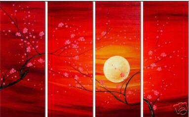 Dafen Oil Painting on canvas red leafage -set033